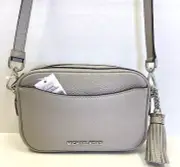 Michael Kors Small Camera Crossbody Belt Bag PEARL GREY Pebble Leather New
