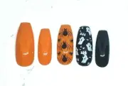 Custom Halloween Press on Nails 20pc set black orange ghost spider