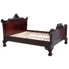 Solid Mahogany Wood Chippendale Bed Antique Reproduction