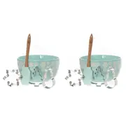 2PK Bread and Butter Electroplate Icy Snowflake Mini Mix Bowl Set Light Blue