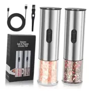 Salt and Pepper Grinder Set, Electric Salt Pepper Shakers with Adjustable 2