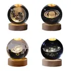 Crystal Globe Night Light USB Table Lamp LED Moon Galaxy 3D Xmas Decor Cute Gift