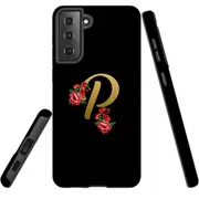 For Samsung Galaxy S21 FE Case Armour Cover, Embellished Letter P