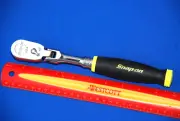Snap-on NEW 3/8" Drive Hi-Viz Yellow Soft Grip Standard Handle Flex-Head Ratchet
