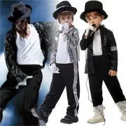 Michael Jackson Costume Cosplay Cosplay Fancy Dress Kids Boys Girls 3-16 Years_צ