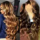 Highlight Ombre Lace Front Wigs Human Hair Pre Plucked 13x4 Body Wave Frontal...