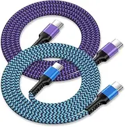 USB C to USB C Cord, 2Pack/3Ft Android Braided iPhone Charger Cable, Fast Charging Power Wire for iPhone 16 Pro Max 15 Pro Plus, Galaxy S25 S24 Ultra A15 A25 A35 Google Pixel 9 Pro XL Fold 8 8a