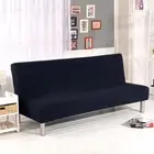Solid Colour Armless Sofa Bed Cover Polyester Spandex Stretch Futon Slipcover...