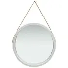 Wall Mirror with Strap 60cm Silver Makeup Living Room Hallway Accent Decor