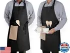 Native Fab Cotton Kitchen Apron 2 Pack - Adjustable, Durable Apron with Pocke