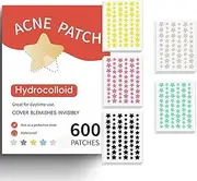 Rstigiker Pimple Patches for Face,600pcs 5Colors & 5Sizes,Hydrocolloid Acne Patches Precise Matches Different Sizes,Cute Star Spot Stickers,Tea Tree Salicylic Acid Centella,Zits Absorbing