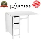 Foldable Dining Table for 6 with 2 Storage Drawers Extendable Durable Design