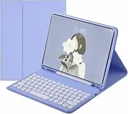 Keyboard Case for iPad Pro 12.9 2022 6th Generation / 2021 5th Gen / 2020 4th Gen / 2018 3rd Gen, 12.9-inch iPad Pro Case with Magnetically Round Key Cute Candy Color Keyboard, Lavender