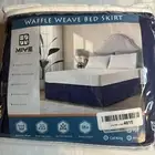 Waffle weave bedskirt MIYE 18 inch drop length King Navy Blue Machine Wash