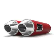HMF Performance Series Red Dual Slip On Exhaust Euro Cap Can-Am Renegade 1000