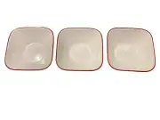 Corelle® VITRELLE Square Splendor RED RIM Soup Cereal Bowls 22 oz Set of 3