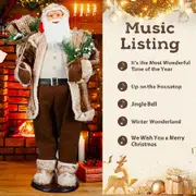 150cm Singing Dancing Animated Santa Claus Figurine Christmas Decoration Standing Figure Musical Display Collapsible Xmas Home Ornament Set