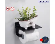 Lecluse Bathroom Accessories Black Set Towel Rack Shelf Storage Hand Rail Caddy - Toilet Paper Holder - Black