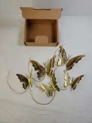 NEW Vintage Home Interiors Posable Brass Butterflies Set Of 5 #1126 DH