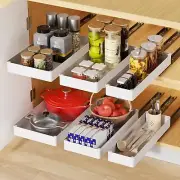 Pull Out Cabinet Organizer,Adhesive with Nano Film,Slide Drawers White