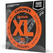 D'Addario Guitar Strings - XL Chromes Electric Guitar Strings - Flat Wound - Polished for Ultra-Smooth Feel and Warm, Mellow Tone - ECG24-PL - Jazz Light, Plain Third, 11-50, 1-Pack