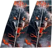 Window Pillar Cover,Car Door Pillar Decals - Anti-Scratch Stickers, Window Pillar Posts Molding Cover Black Wolf Engulfed in Flames for Car Exterior