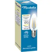 Mirabella LED Candle Filament SES 4W 470LM Warm White each