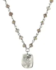 Rachel Reinhardt Silver Labradorite CZ Wire Wrap Necklace