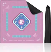 KUIRAN Mahjong Mat for Table, Noise Reduction Non-Slip Mat 31.5 * 31.5 Inch Mahjong Table Mat with Rules for Poker, Board Games Table Mat, Card Games, Tile Games, Dominoes(Pink)