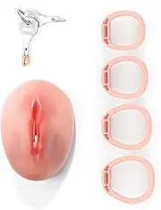 Large Male Penis Chastity Cage Lightweight Chastity Device with 4 Rings Realistic Comfortable Cock Cage Adult Game Sex Toy with Invisible Lock