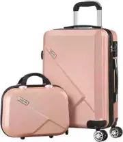 Mazam 2Pcs Luggage Set with Trolley Bag Luggage Suitcase Pink