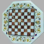 Multi Color Chess Table Marble Inlay Chess Board with Chess Pieces Set Game Gift