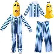 Holiday Adult Blue Striped Pyjamas with Bananas Head B1 or B2 Role to Play Costume