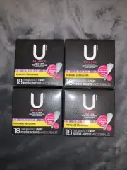 4 Pack U by Kotex Barely There Liners 18 Count, Total 72 Pantiliners, Regular