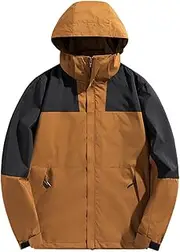 [WolweS] Men's Large Size Hoodie Outdoor Hiking Jackets Fall Fashion Color Blocking Handsome Versatile Long-sleeved Jacket