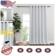 Stylish Greyish White Blackout Window Treatment - 80" W x 102" L, Noise Reducing