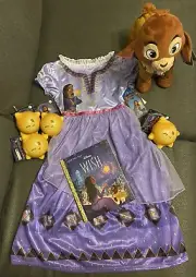Disney WISH set sz 4 Asha Nightgown PJ Book Animated Plush Goat 4 Surprise Stars