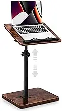 TV Tray Table - Height Adjustable/360° Swivel/180° Flip-Over - Sofa Couch Side Table with Slat and Book Clip for Laptop/Phone/Reading - Rustic