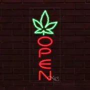 NEW "OPEN" w/LEAF LOGO VERTICAL 30x12x1 INCH LED FLEX WINDOW INDOOR SIGN 31589