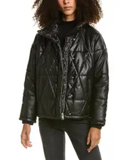 AllSaints Bon Faux Puffer Coat UK 12/US 8 NoColor