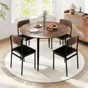 Costway5-Piece Dining Furniture Set with Drop Leaf Tabletop-Brown