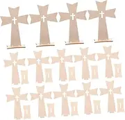 Operitacx 30pcs Cross Wood Chip Matchsticks Spinner Pour Deer Craft Cube Craft Blanks Gold Handmade Slices Car LED Skewers Car Phone Holder Plugs Hardwood Card Bookmark Adhesive Khaki