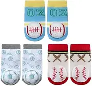 [PUPPET] Baby Boy Rattle Socks for 0-6 Months 3-Pack Sports Socks Set Baseball Football Soccer Infant Rattle Socks Series
