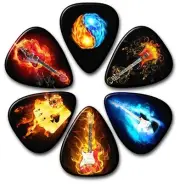 6 Flame Guitar Picks~ Plectrums, Genuine Celluloid Guitar Picks