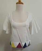 SASS & BIDE VIE *IS THAT ALL* Batwing Top Geometric Inserts, Size 38/8 BNWT