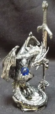 POSSESSION Dragon Sword on Rock with Crystal Letter opener Figure Statue H6.5"