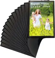 Sooyee 15 Pack Magnet Photo Frame Refrigerator 15 PACK(2.5X3.5), Black