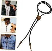 [CATIEBYE] Unisex Bolo Tie Necklace Fashionable Metal Leather Chain for Men's Decor for Events