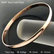 Bracelet Real 18k Rose Gold Filled Solid Teen Girls Size Cuff Bangle 55mm