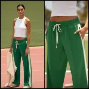 Anthropologie Daily Practice Side-Stripe Track Pants Kelly Green Sz XL Runs Big